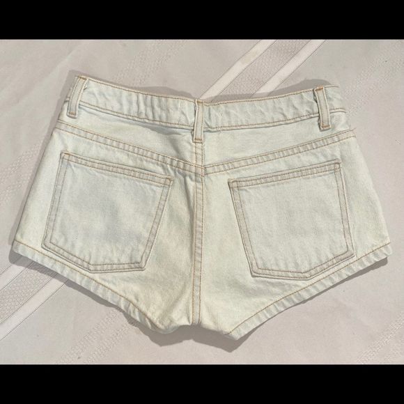 American Apparel Indigo Front Button Jean Shorts - Picture 2 of 5